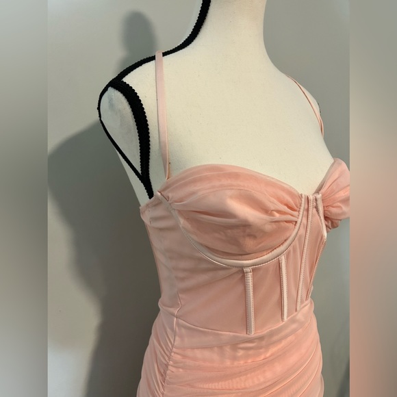 Oh Polly “Cherish Me”  Midi Women’s Dress with Mesh Overlay & Ruche Size 6 - Picture 7 of 10